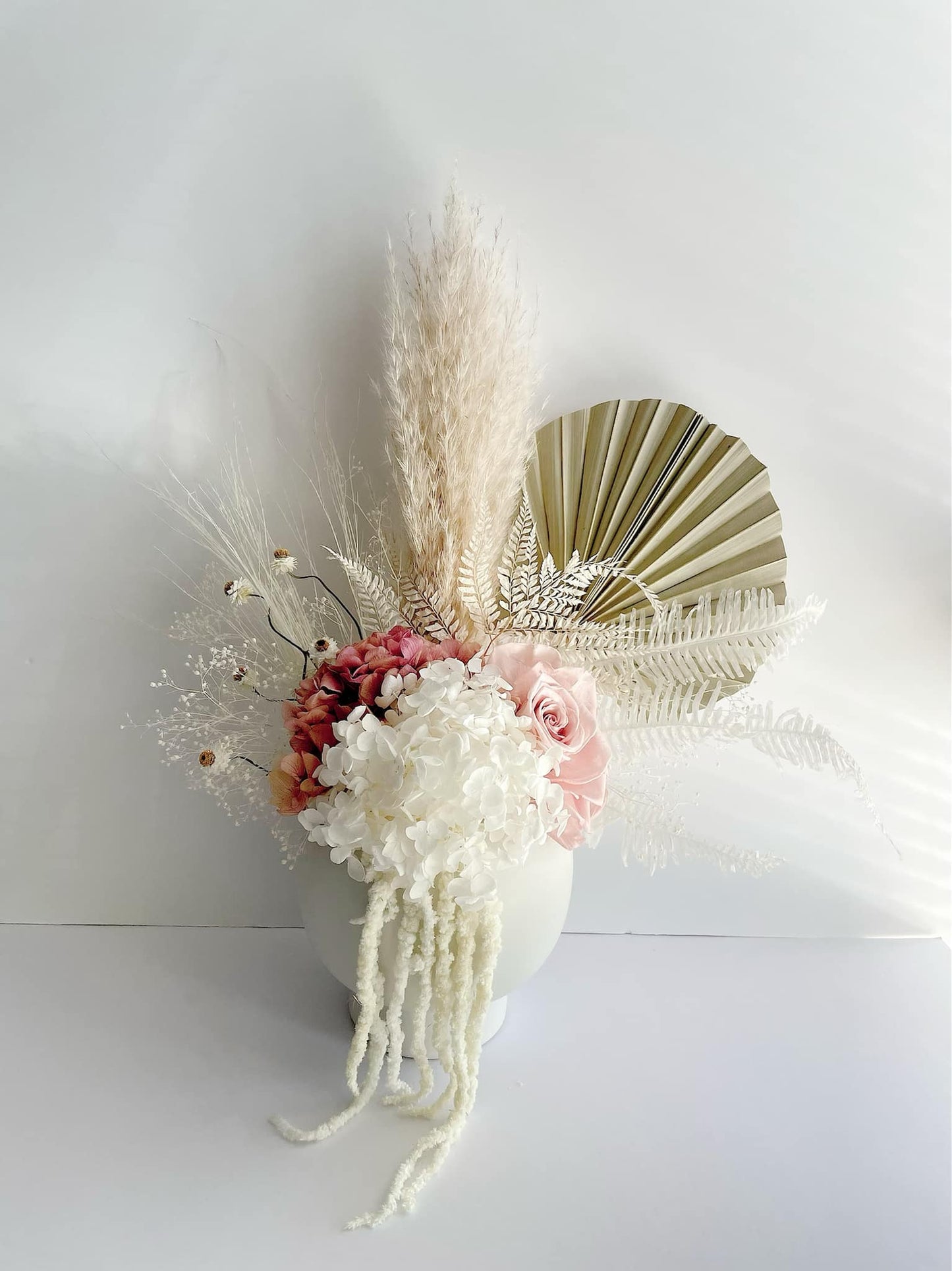 Pampas Grass neutral pink tone arrangement
